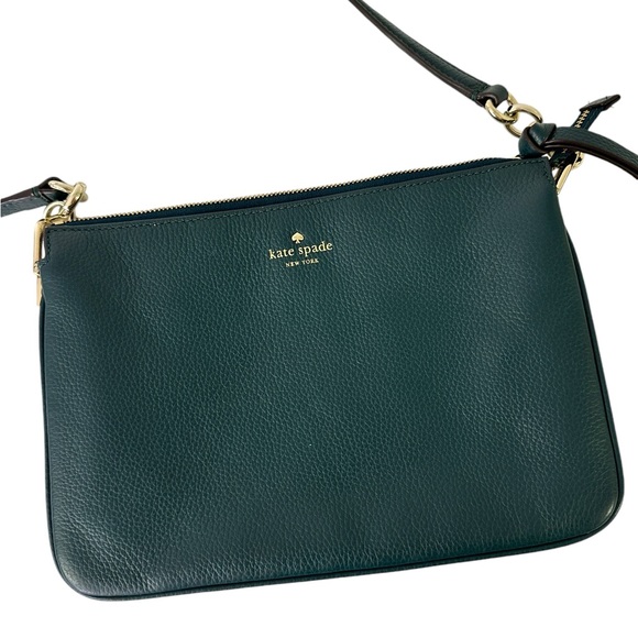 Kate Spade leila triple gusset crossbody purse in dark green - Picture 5 of 10